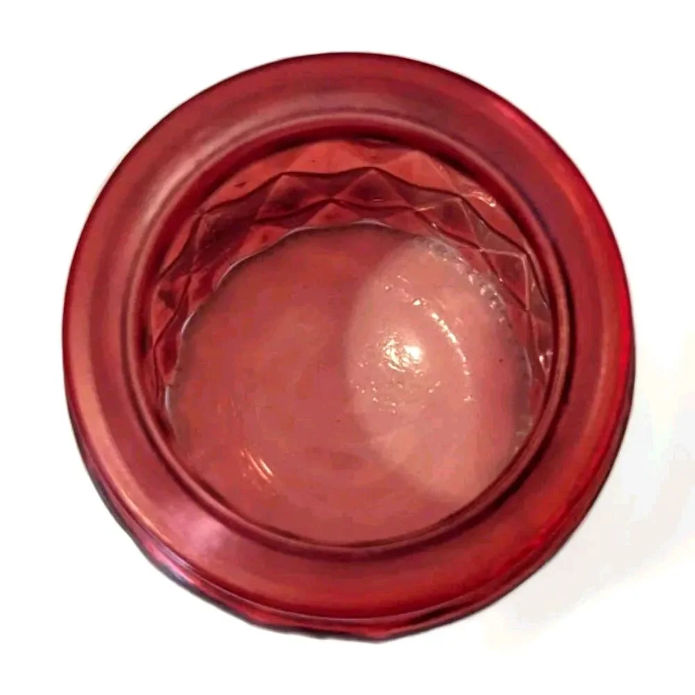 Boutique Diamond Vase Ruby Red Color Glass Jar Geometric Pattern 7 x 4-inch Gift